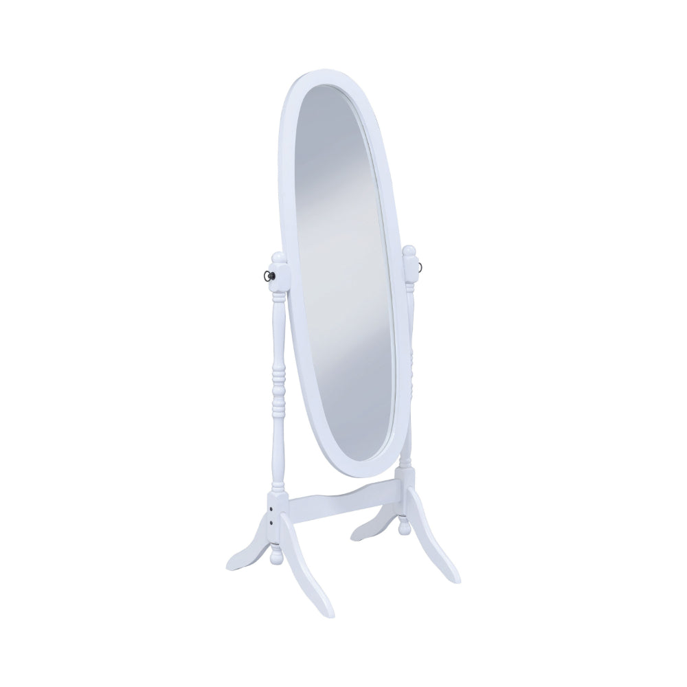 BM160272 Traditional Oval Shaped Cheval Mirror, White