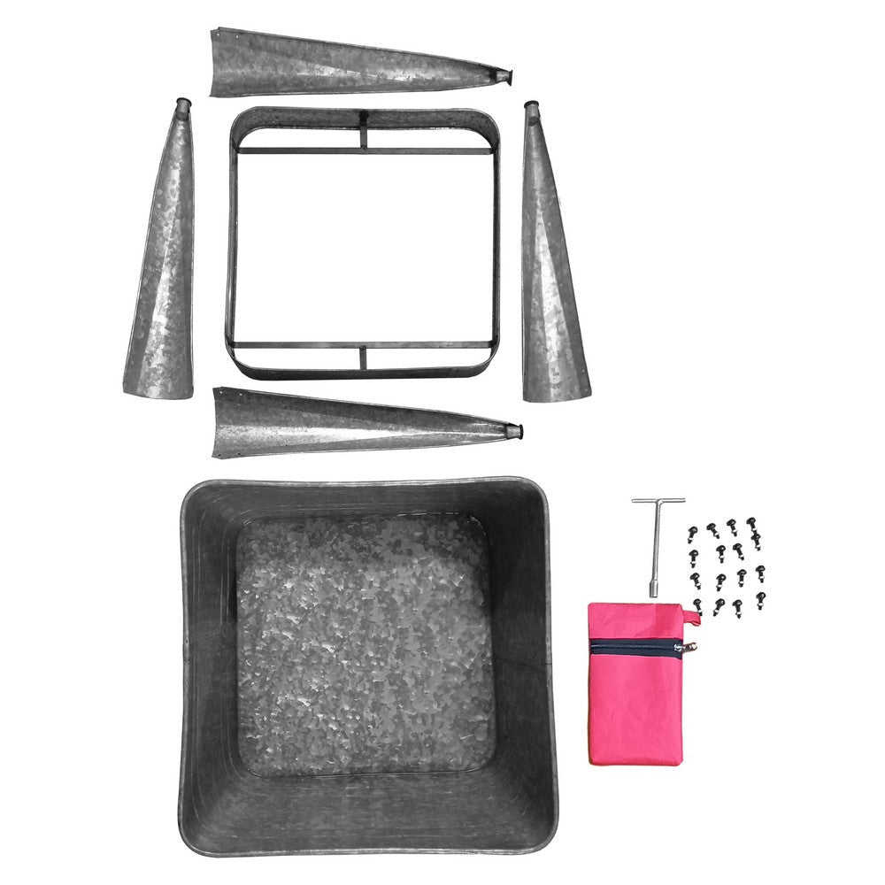 32" Multi-Functional Galvanized Metal Tub on Stand with Angled Legs, Gray - BM16184