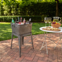 32" Multi-Functional Galvanized Metal Tub on Stand with Angled Legs, Gray - BM16184