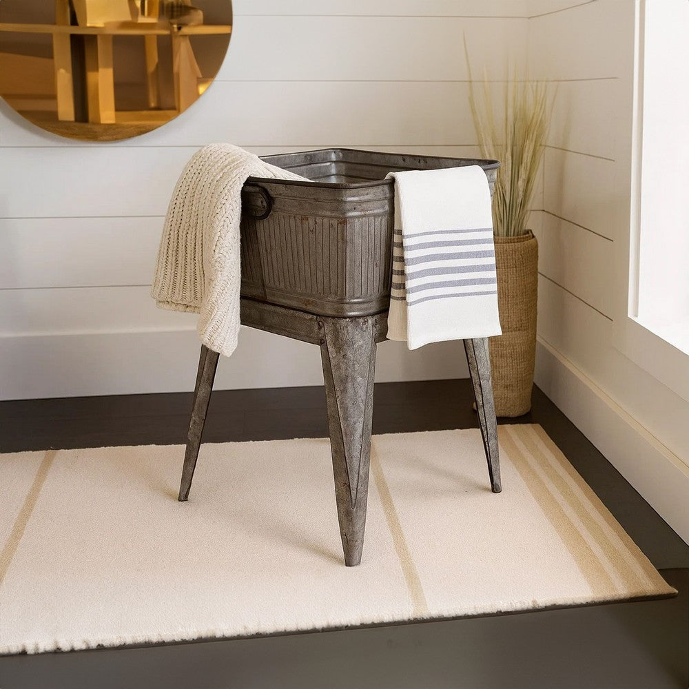 32" Multi-Functional Galvanized Metal Tub on Stand with Angled Legs, Gray - BM16184