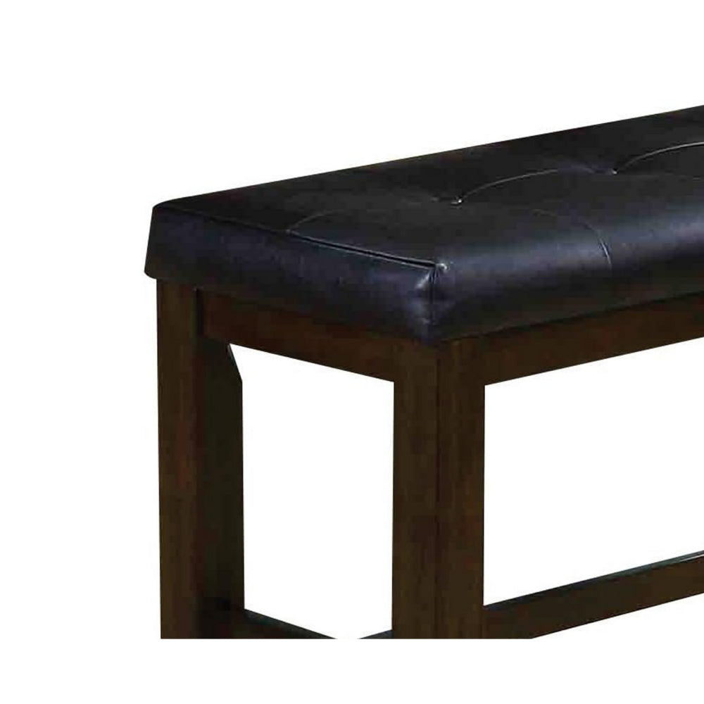 Comfy Wooden Counter Height Bench, Black & Espresso Brown - BM163024