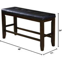 Comfy Wooden Counter Height Bench, Black & Espresso Brown - BM163024