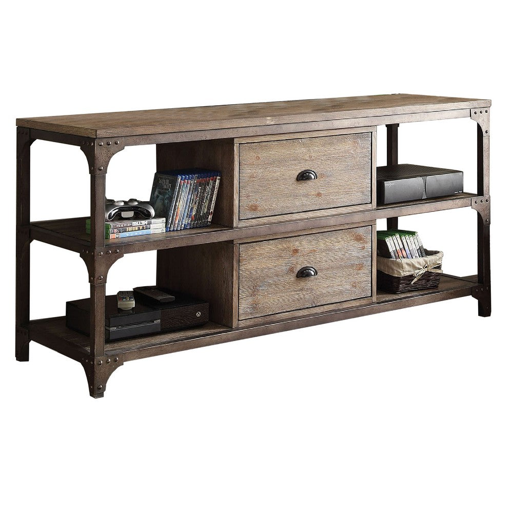 Wooden TV Stand, Weathered Oak Brown - AMF-91504