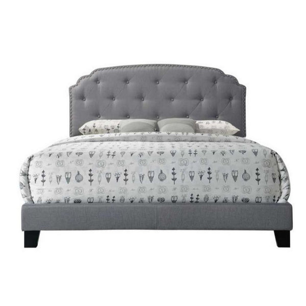 Modern Queen Bed, Gray Fabric - AMF-26370Q