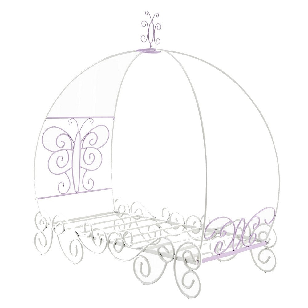 Angel Full Bed with Canopy, White & Purple - AMF-30535F