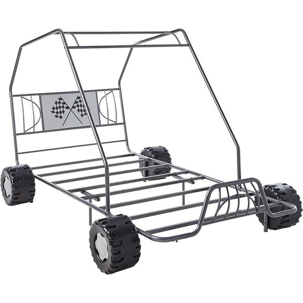 Metal Go Kart Style Twin Bed, Black - AMF-37640T