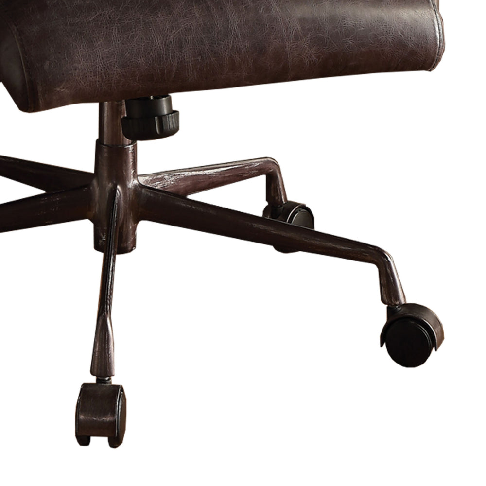 Metal & Leather Executive Office Chair, Antique Brown - BM163561