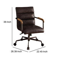 Metal & Leather Executive Office Chair, Antique Brown - BM163561