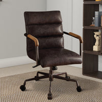 Metal & Leather Executive Office Chair, Antique Brown - BM163561