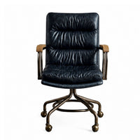 Metal & Leather Executive Office Chair, Vintage Blue - BM163562