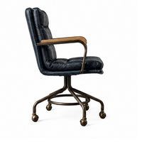 Metal & Leather Executive Office Chair, Vintage Blue - BM163562