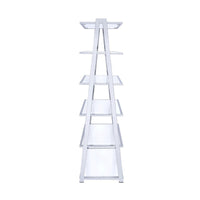 Metal Rectangular Bookshelf, White High Gloss & Silver - AMF-92455