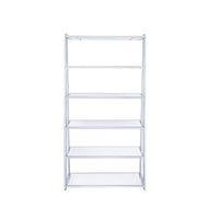 Metal Rectangular Bookshelf, White High Gloss & Silver - AMF-92455
