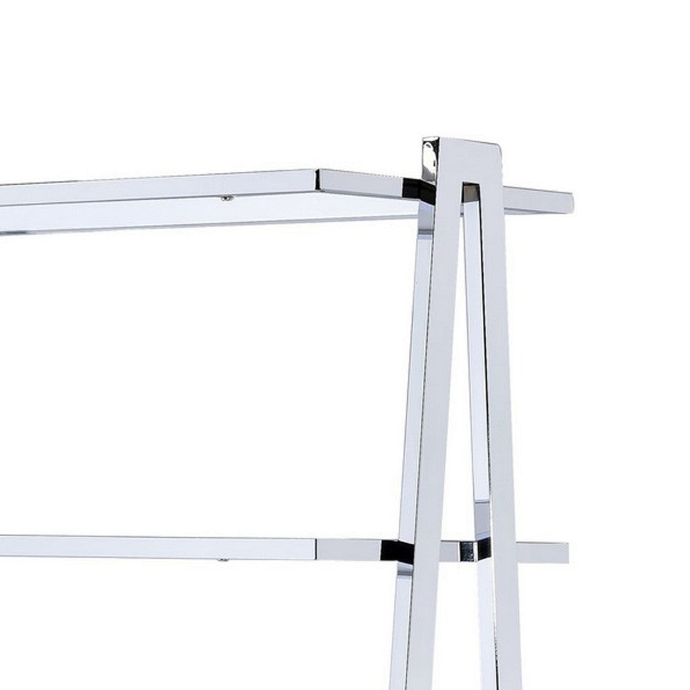 Metal Rectangular Bookshelf, White High Gloss & Silver - AMF-92455