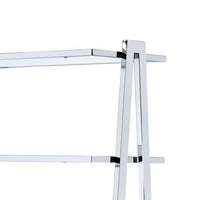 Metal Rectangular Bookshelf, White High Gloss & Silver - AMF-92455