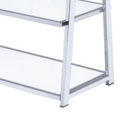 Metal Rectangular Bookshelf, White High Gloss & Silver - AMF-92455