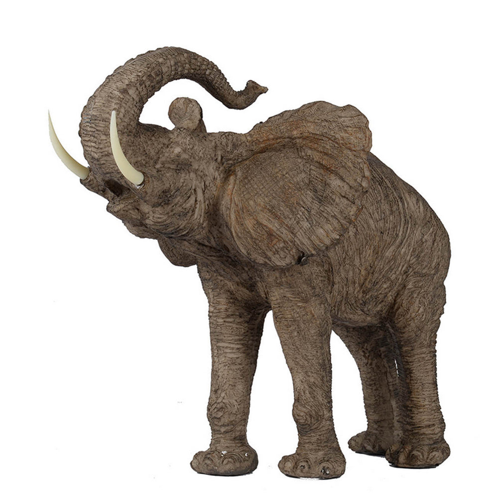 Benzara BM165412 Polyresin Trumpeting Elephant Accent, Brown