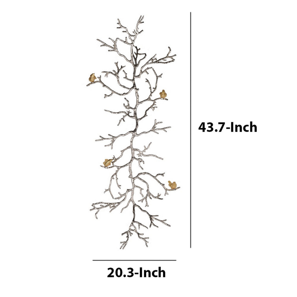 BM165479 Aluminum Branch Wall Sculpture ,Silver