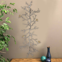 BM165479 Aluminum Branch Wall Sculpture ,Silver