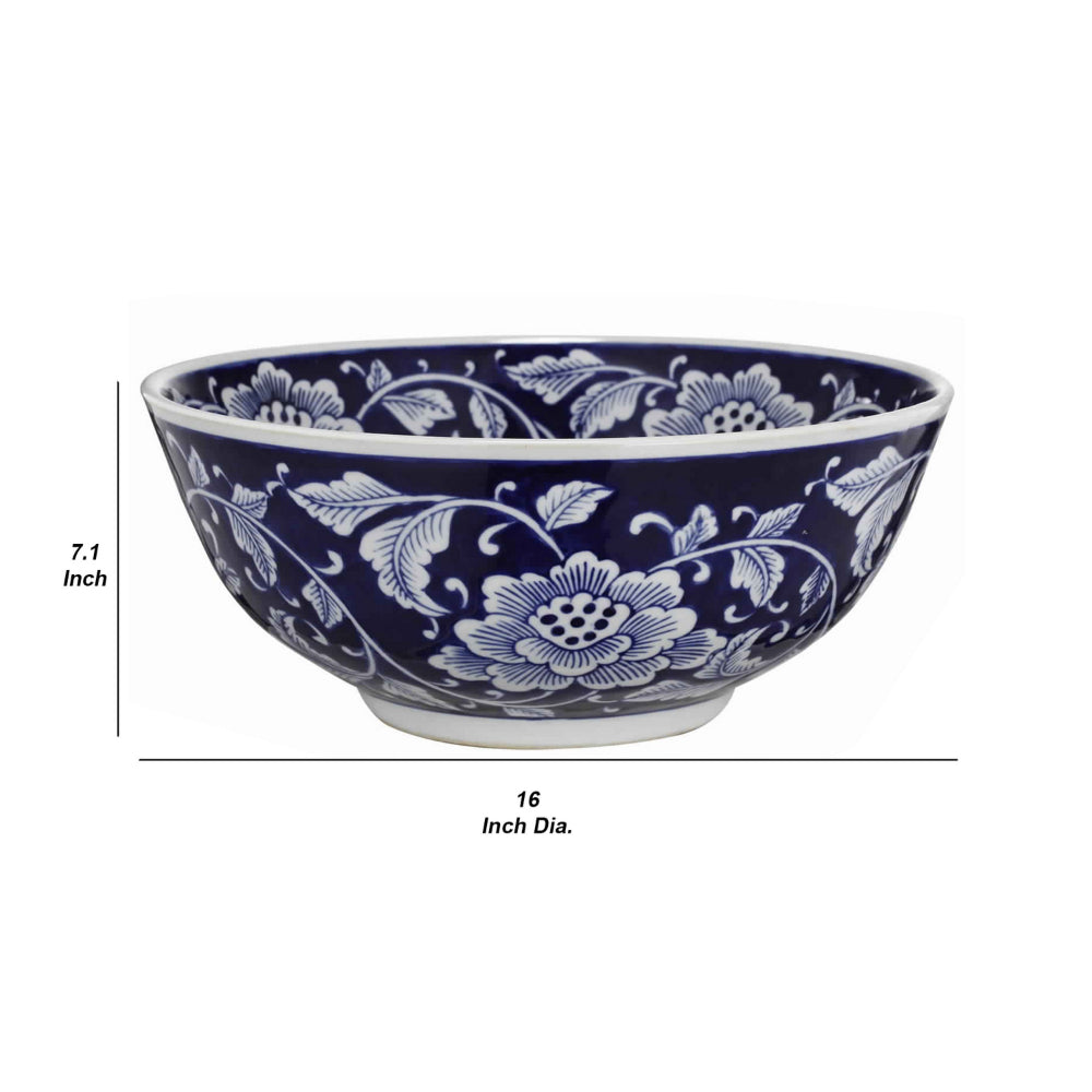 BM165651 Set Of 2 Ceramic Bowls, Blue And White,