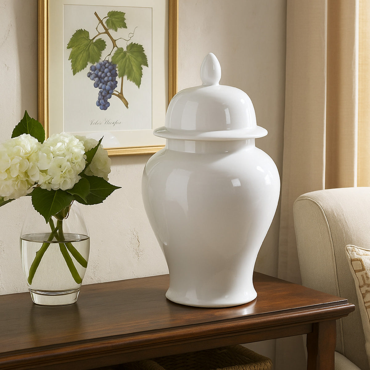 Kipp Decorative Porcelain Ginger Jar with Lidded Top, Large, White - BM165657