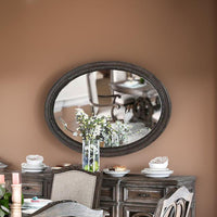 BM166077 Oval Wall Mountable 5mm Beveled Mirror, Rustic Natural Brown