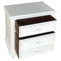 28 Inch Bedside Nightstand, 2 Drawers with Classic Round Knobs, Handcrafted White Mango Wood - BM166145