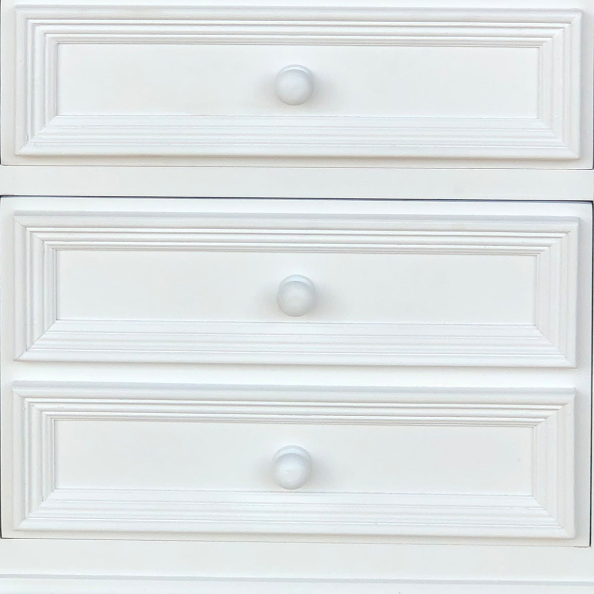 28 Inch Bedside Nightstand, 2 Drawers with Classic Round Knobs, Handcrafted White Mango Wood - BM166145