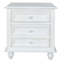 28 Inch Bedside Nightstand, 2 Drawers with Classic Round Knobs, Handcrafted White Mango Wood - BM166145