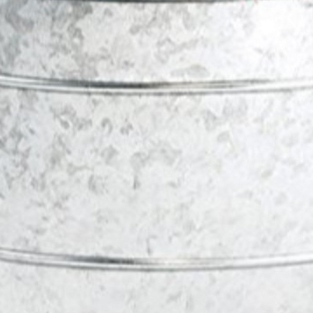 Lola 23 Inch Beverage Tub, Galvanized Antique Silver Steel, 2 Handles - BM166870