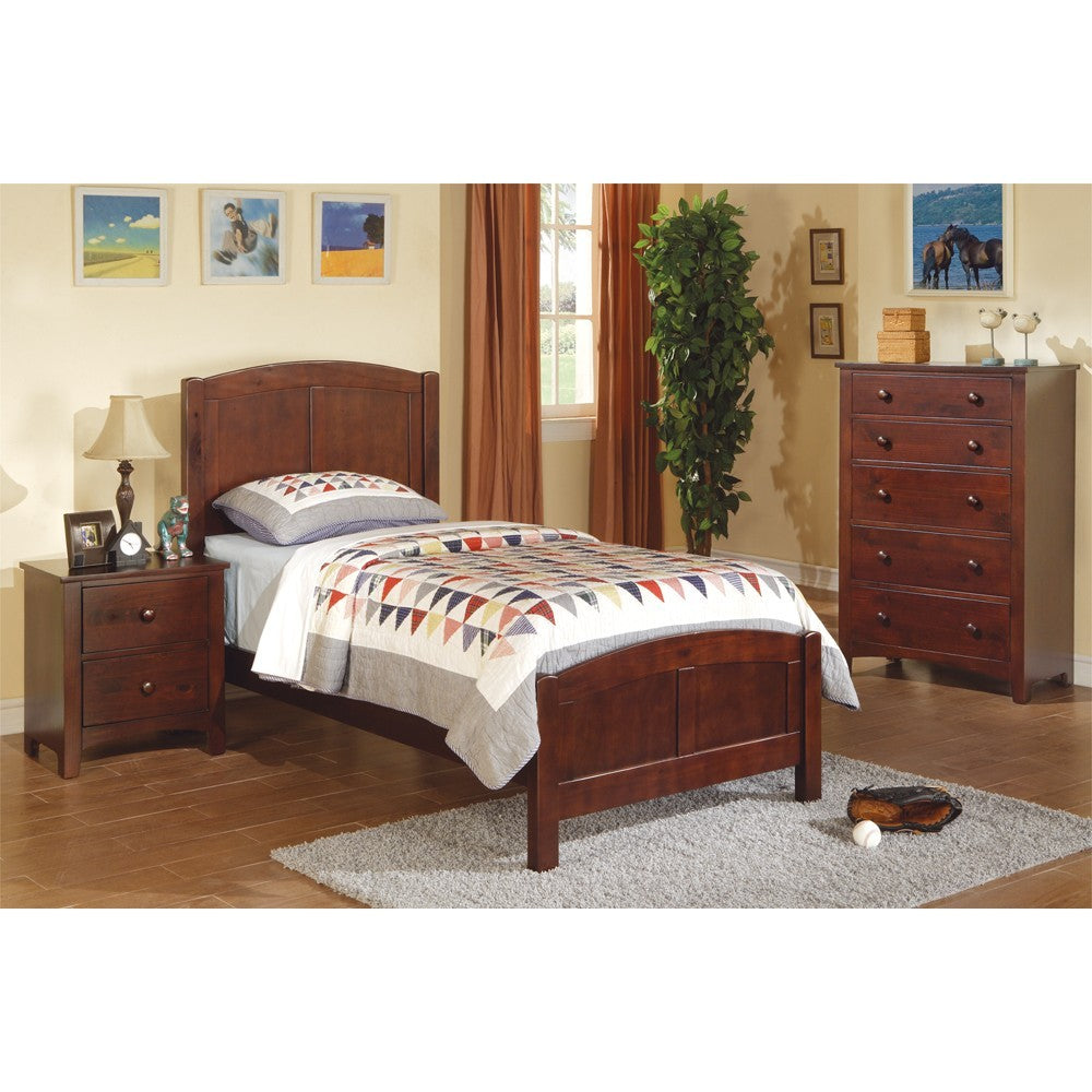 Wooden Twin Size Bed With Headboard And Footboard, Brown - PDX-F9207