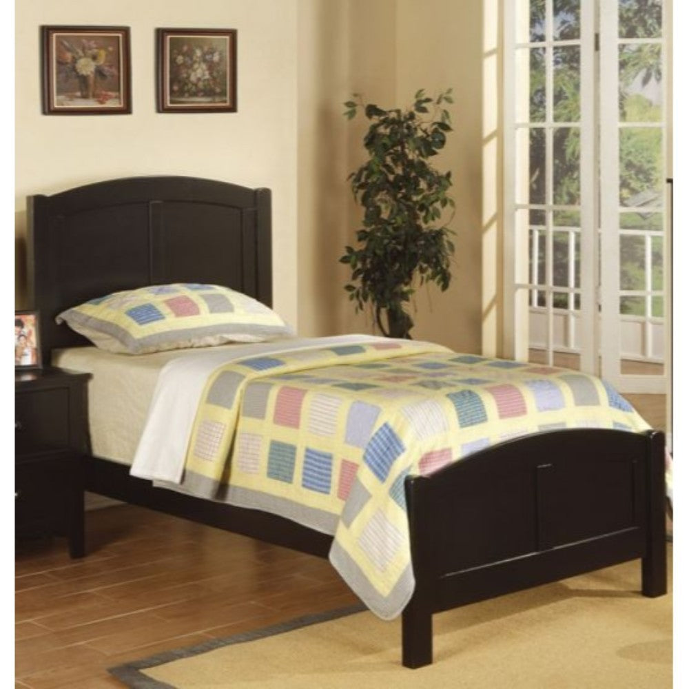 Wooden Twin Size Bed With Headboard And Footboard, Black - PDX-F9208