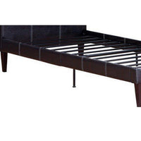 BM167260 Leather Upholstered Bed With Slats, Brown