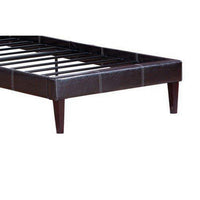 BM167260 Leather Upholstered Bed With Slats, Brown