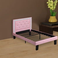 Polyurethane Twin Size Bed In High Headboard In Pink - BM167271