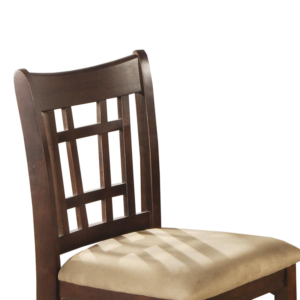 BM168045 Wooden Armless Counter Height Chair, Tan & Warm Brown., Set of 2
