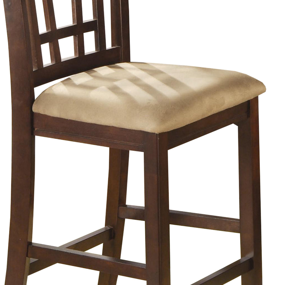 BM168045 Wooden Armless Counter Height Chair, Tan & Warm Brown., Set of 2