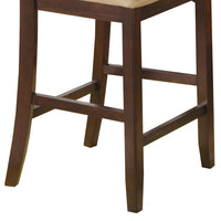 BM168045 Wooden Armless Counter Height Chair, Tan & Warm Brown., Set of 2