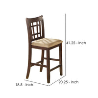 BM168045 Wooden Armless Counter Height Chair, Tan & Warm Brown., Set of 2