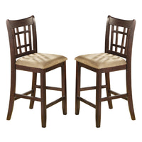 BM168045 Wooden Armless Counter Height Chair, Tan & Warm Brown., Set of 2