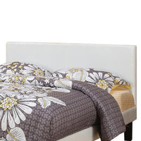 Serene Slated Wooden Full Bed In Faux Leather 12 Slats, White - PDX-F9210F