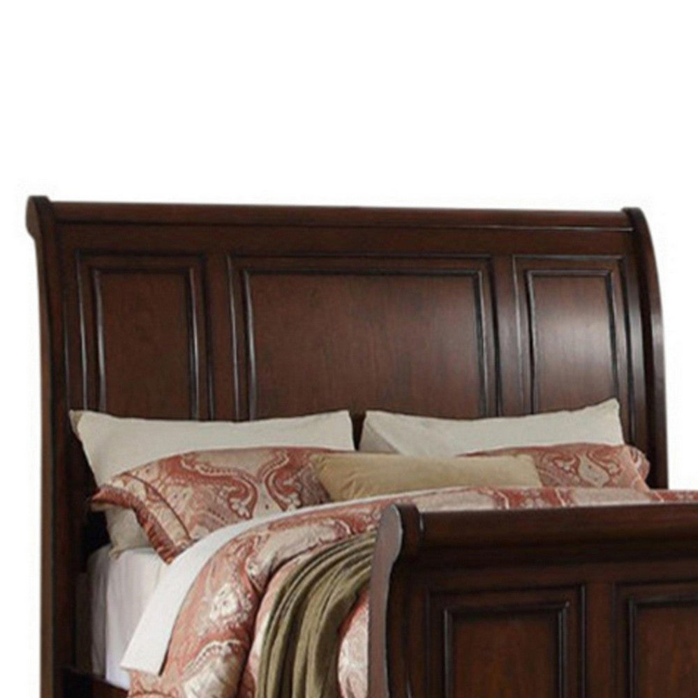 Marvelous Wooden Queen Bed, Antique Cherry Finish