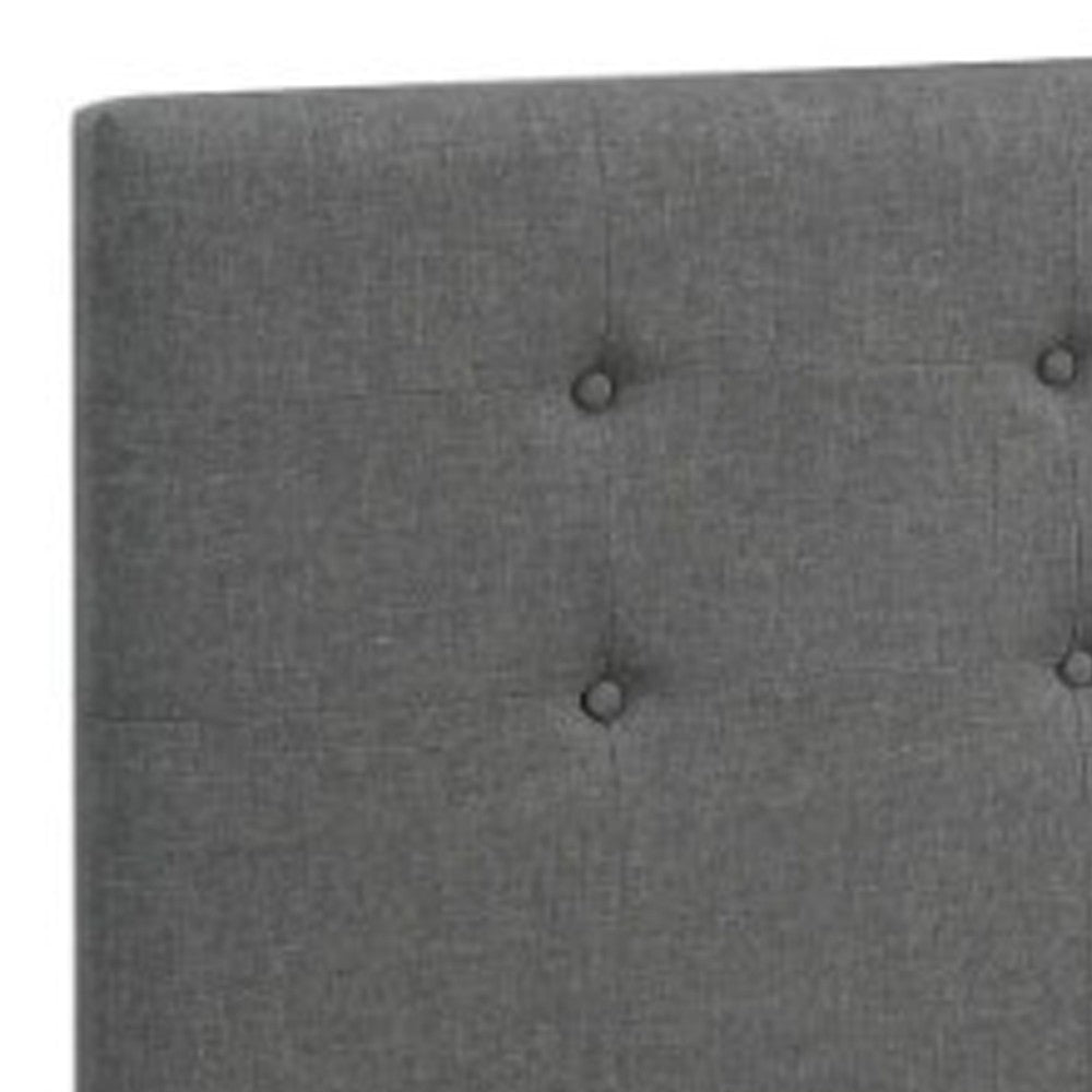Upholstered Wooden Full Bed With Button Tufted Headboard & Lower Storage Drawer Gray