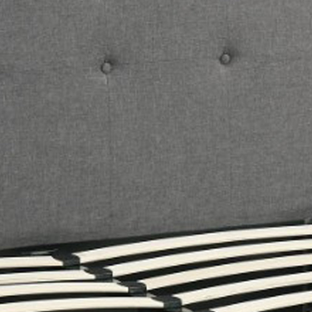 Upholstered Wooden Full Bed With Button Tufted Headboard & Lower Storage Drawer Gray