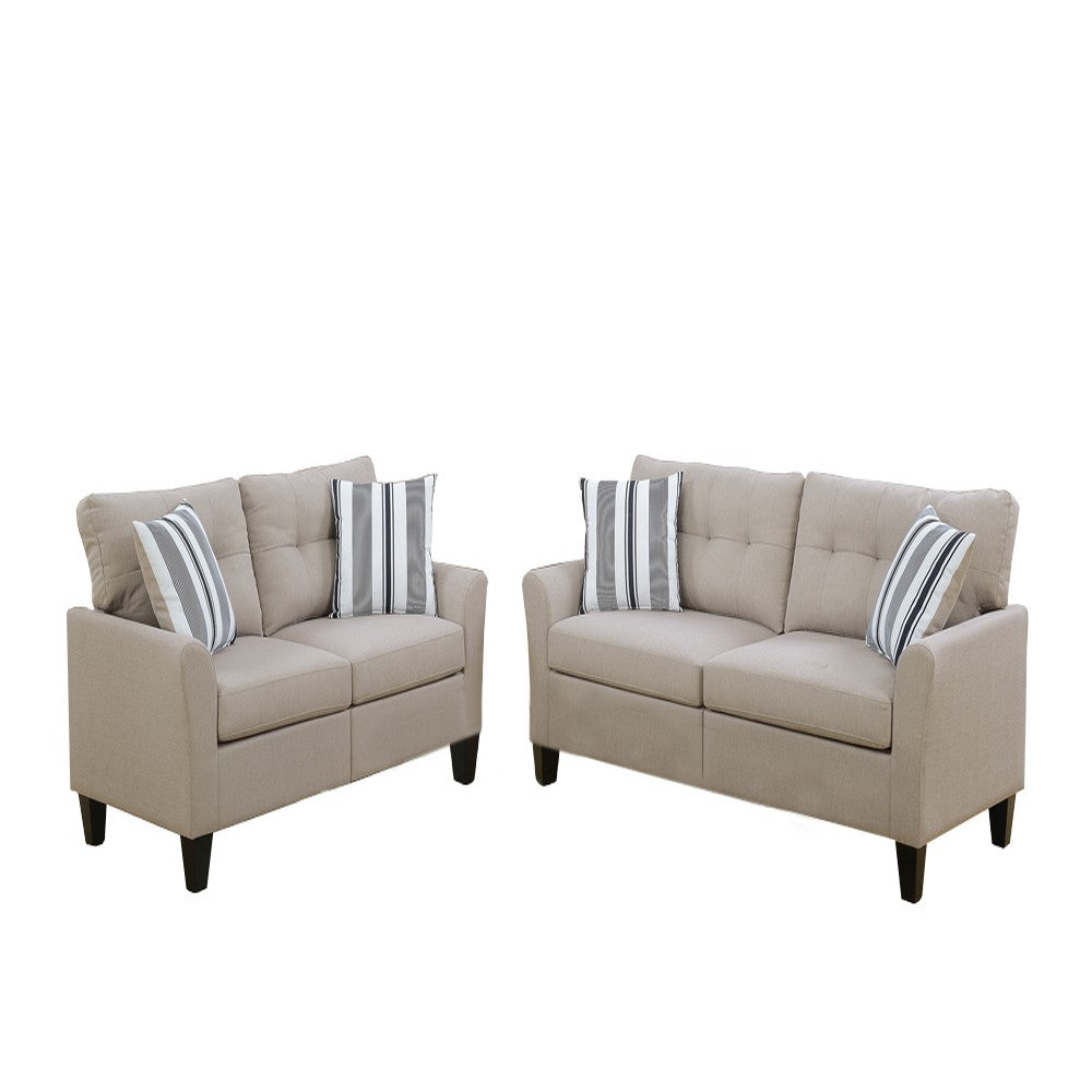 Glossy Polyfiber 2 Piece Sofa Set In Beige - PDX-F6534