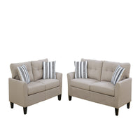 Glossy Polyfiber 2 Piece Sofa Set In Beige - PDX-F6534