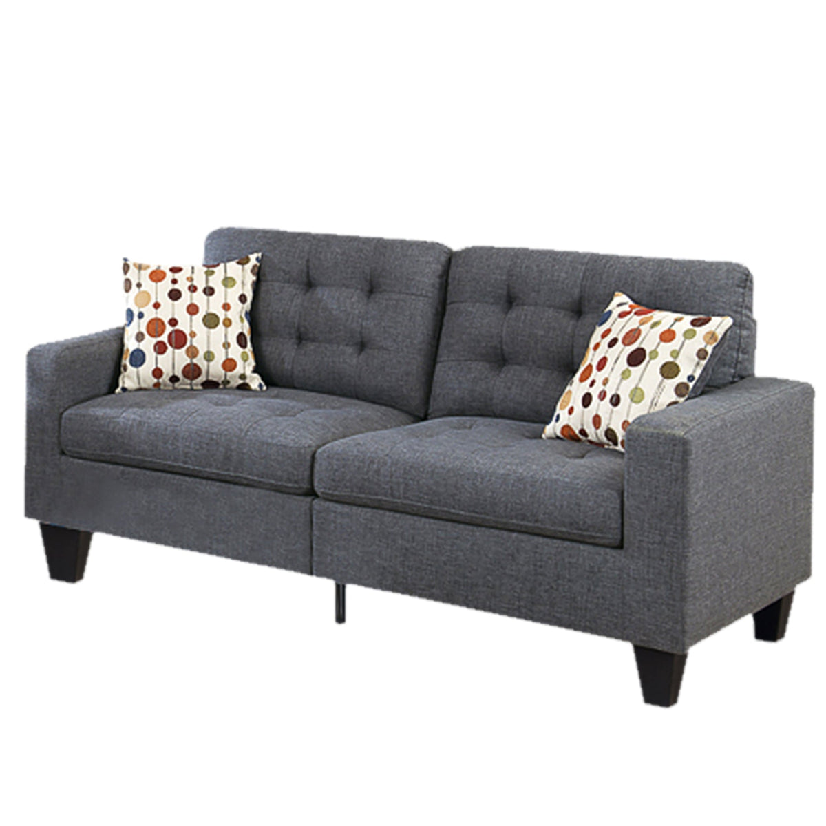 Linen Fabric 2 Pieces Sofa Set In Gray
