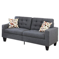 Linen Fabric 2 Pieces Sofa Set In Gray