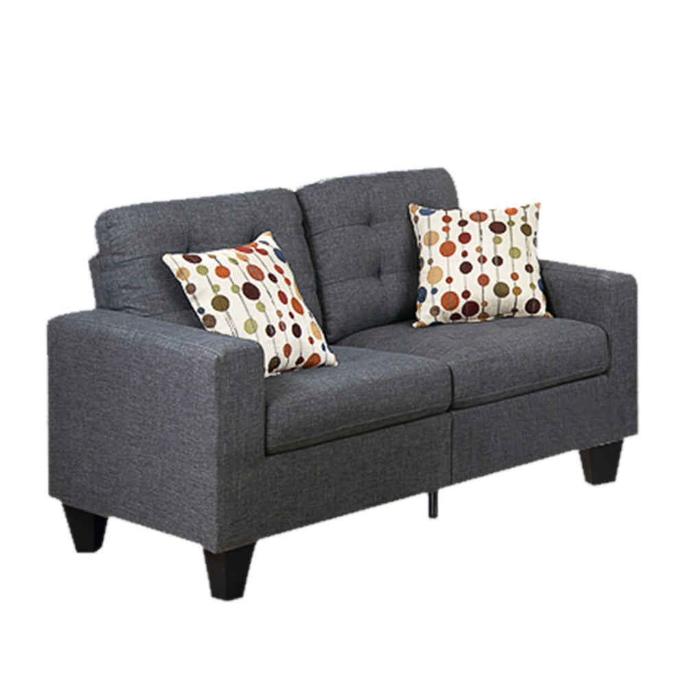 Linen Fabric 2 Pieces Sofa Set In Gray