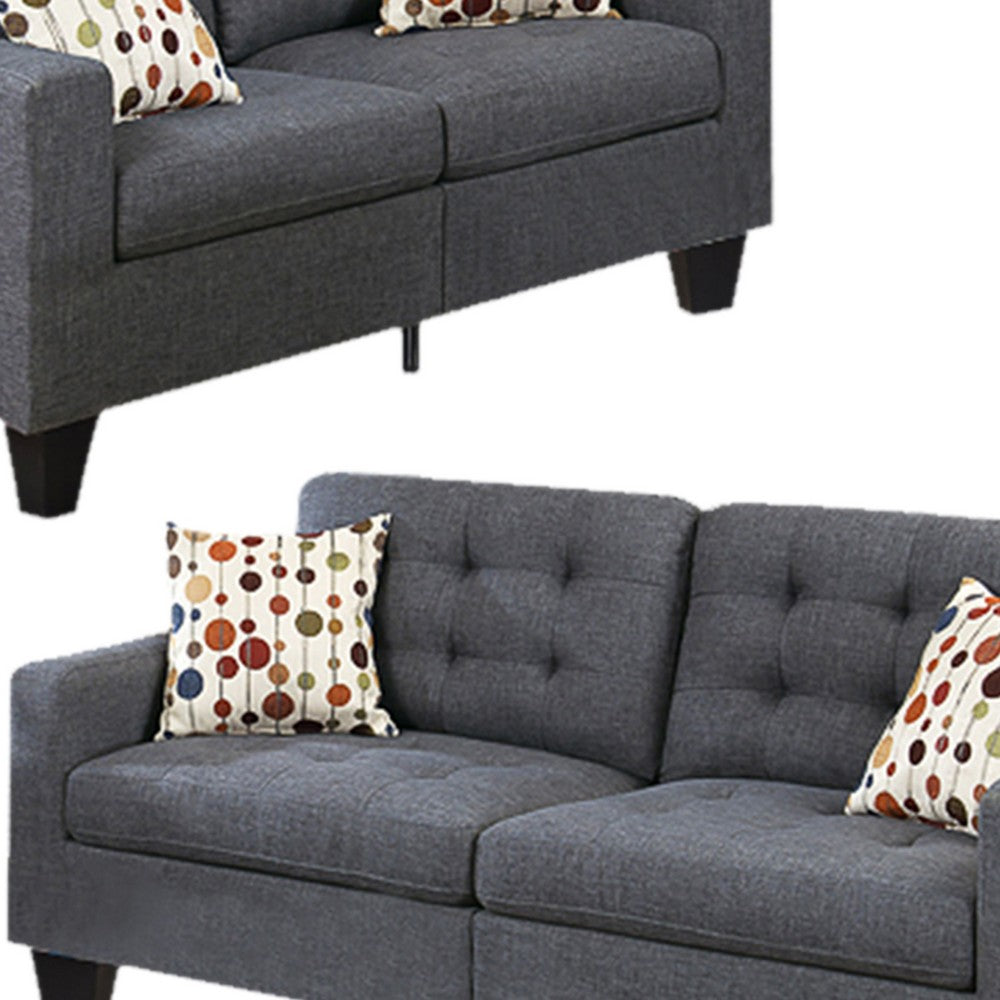 Linen Fabric 2 Pieces Sofa Set In Gray